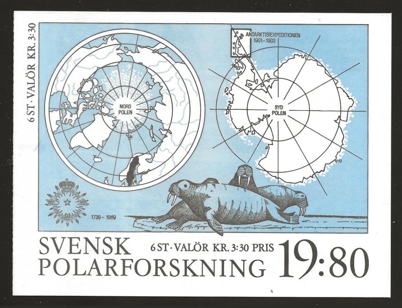 SWEDEN SC# 1754a COMP BKLT/6    FVF/MOG 1989