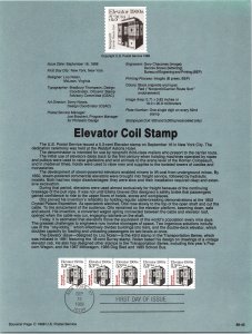 USPS SOUVENIR PAGE ELEVATOR COIL STAMP 1988