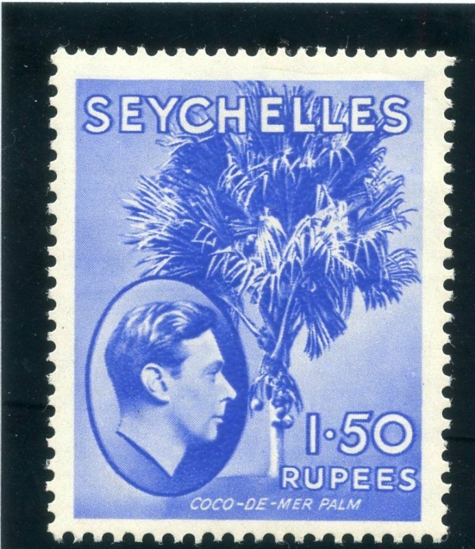 Seychelles 1938 KGVI 1r 50c ultramarine (CH) MLH. SG 147. Sc 146.