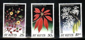 St. Kitts-Scott#369-71- id7-Unused NH set-Flowers-Christmas-1993-