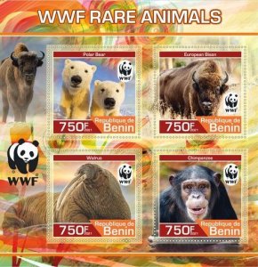 Stamps. Fauna Animals WWF  1+1 sheets perforated 2021 year Benin