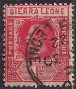 Sierra leone 1912 - 21 KGV 1d Carmine Red used Die 1 SG 113 ( A808 ) 