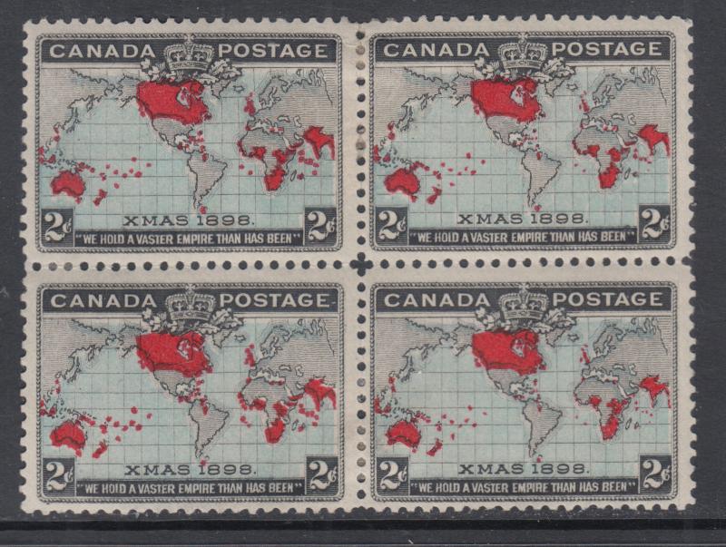 Canada Sc 86 MOG. 1898 2c Imperial Penny Postage, blue oceans, block of 4, HR-s