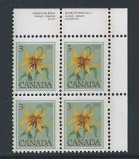 CANADA 708  FLOWER  3¢  PLATE BLOCK  MNH  SHERWOOD STAMP