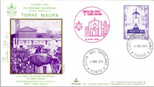 Vatican FDC 1970 - Pilgrimage of SS Paolo VI to Torre Maura - Kim Covers - F3093