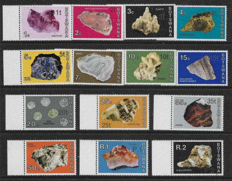 BOTSWANA SG367/80 1976 MINERALS NEW CURRENCY DEFINITIVE SET MNH 