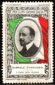 1915 Italy WW I Charity Poster Stamp For The Greater Italy Gabriele D'An...