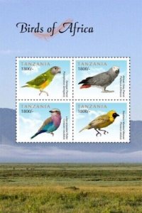 Tanzania 2011 - Birds of Africa, Parrots, Weaver - Sheet of 4v - Scott 2636 MNH