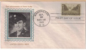 1945 FDC, #934, 3c U.S. Army, Lane