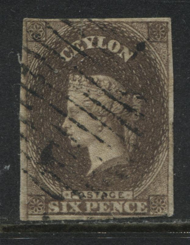 Ceylon QV 1857 6d brown used