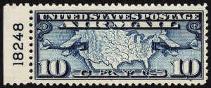 US C7 MNH VF 10 Cent Map and Planes