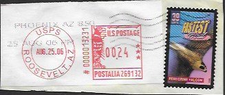 US #4057 Used Postmark. Fastest Bird. Peregrine Falcon.