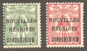 New Hebrides, French Scott 6-7 UHHRPG - 1910 Supplemental Overprints- SCV $16.00