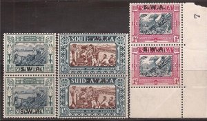 South West Africa - 1938 Voortrekker Centenary - Set of 3 Stamp Pairs MH #B5-7