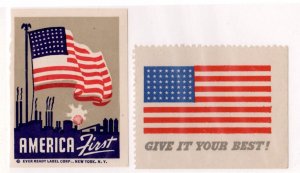 USA Propaganda Stamps - America First & Give It Your Best - MNH