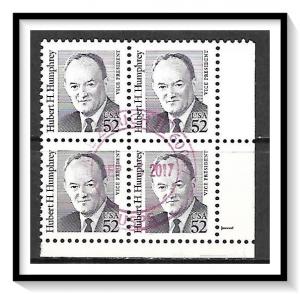 US Plate Block #2189 Hubert H Humphrey Used