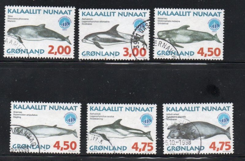 Greenland Sc 329-34 1998 Whales stamp set used