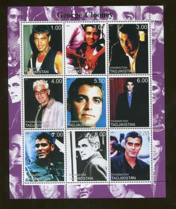 Tajikistan Commemorative Souvenir Stamp Sheet - Actor George Clooney