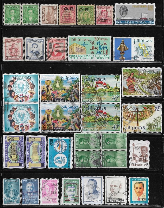 Philippines Asia Packet Lot of 35 Stamps Country Collection w/ Overprints used