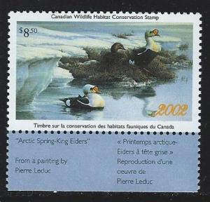 Canada 2002 wildlife habitat conservation   stamp  mnh  S.C. #  fwh18