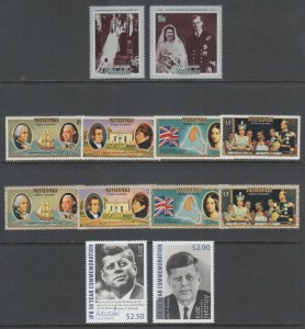 Aitutaki Sc 51//616 MNH. 1972-2013 issues, 4 complete sets, VF 