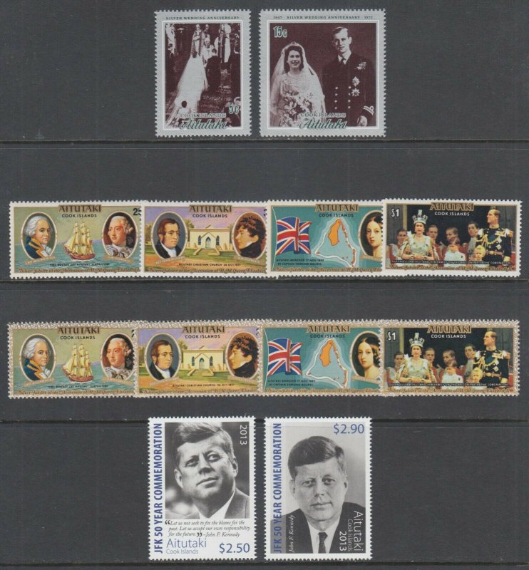 Aitutaki Sc 51//616 MNH. 1972-2013 issues, 4 complete sets, VF