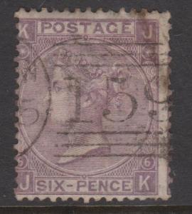 Great Britain 1867 QV 6d Dull Violet Sideface Sc#50 Plate #6 Used