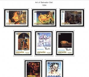 COLOR PRINTED SPAIN 1994-1999 STAMP ALBUM PAGES (58 illustrated pages)