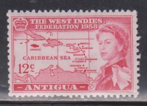 ANTIGUA Scott # 124 MH - QEII & Map