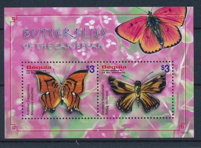 [33166] Bequia St. Vincent 2010 Butterflies Schmetterlingen  MNH Sheet