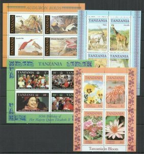 B1411 Tanzania Flora & Fauna Birds Audubon In Bloom Animals Qeii 4Kb Mnh