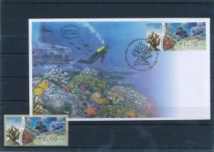 ISRAEL 2012 FAUNA CORALS CONSERVATION ATM  LABEL MNH + FDC