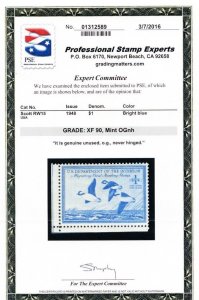 RW15, Mint VF/XF NH $1 Duck Stamp With Graded 90 PSE Certificate * Stuart Katz