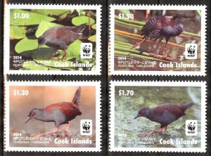 Cook Islands 2014 WWF Birds Spotless Crake Set of 4 MNH