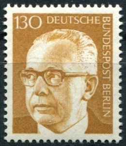 Berlin Sc#9N298 MNH, 130p yel brn, Federal President Dr. Gustav Heinemann (1972)