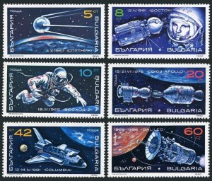 Bulgaria 3569-3574,3575,MNH-.Mi 3870-75,Bl.213. Space exploration USSR-USA,1990.