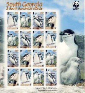 South Georgia 2008 Penguins & WWF 16 Stamp Sheet Scott #367-70 19C-002