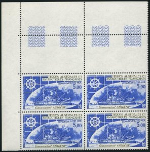 FSAT C71 block of 4 with corner margin,MNH.Michel 168. Ship Charcot,1982.