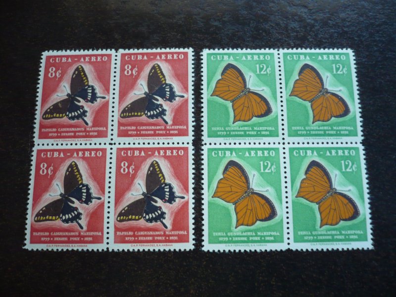 Stamps - Cuba - Scott# C185-C191 - Mint Hinged Set of 7 Stamps in Blocks of 4