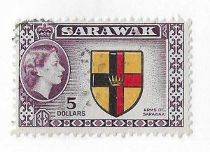 Sarawak Sc #211  $5 QE  used VF