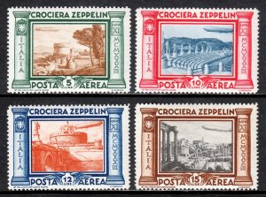 ITALY — SCOTT C43//C46— 1933 ZEPPELIN AIRMAIL ISSUE — MH — SCV $92