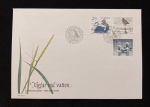 D)1987, SWEDEN, FIRST DAY COVER, ISSUE, WATERBIRDS, EIDER, WHIRD WIRELE, ARCTIC