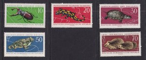 German Democratic Republic DDR #663-667 MNH 1963  fauna beetle  turtle hedgehog