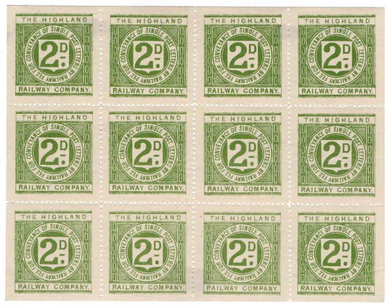 (I.B) The Highland Railway : Letter Stamp 2d (22nd printing)