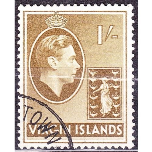 BRITISH VIRGIN ISLANDS 1938 KGVI 1/- Olive-Brown SG117 FU