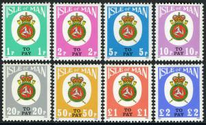 Isle of Man J17-J24, MI P17-P24, MNH. Postage Due stamps. Coat of Arms, 1982