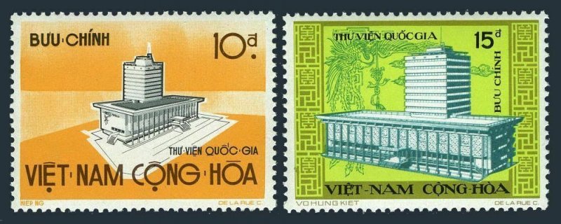 Viet Nam South 480-481, MNH. Mi 558-559. New National Library Building, 1974.