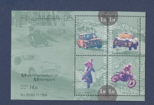 FINLAND - Scott 961  - MNH S/S - race rally car, motorcycle - 1995