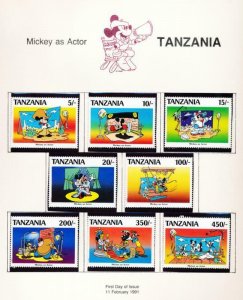 DISNEY TANZANIA 689-698 MINT NH MICKEY AS ACTOR