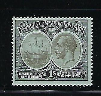 BERMUDA SCOTT #60 1920-21 TERCENTENARY ISSUE 1SH - MINT LIGHT HINGED